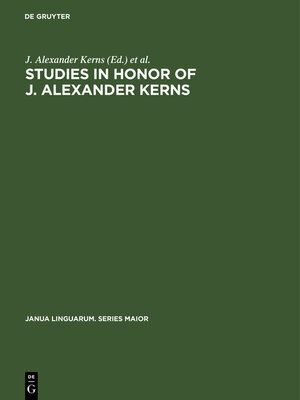 cover image of Studies in honor of J. Alexander Kerns